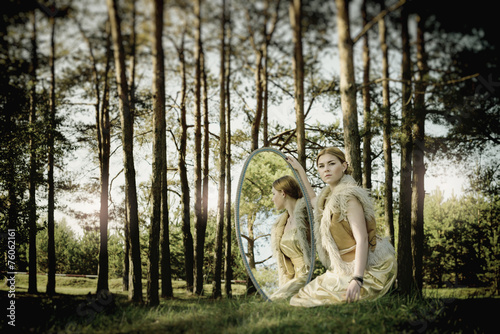 concept wonderful fairy tale with beautiful girl in country of m