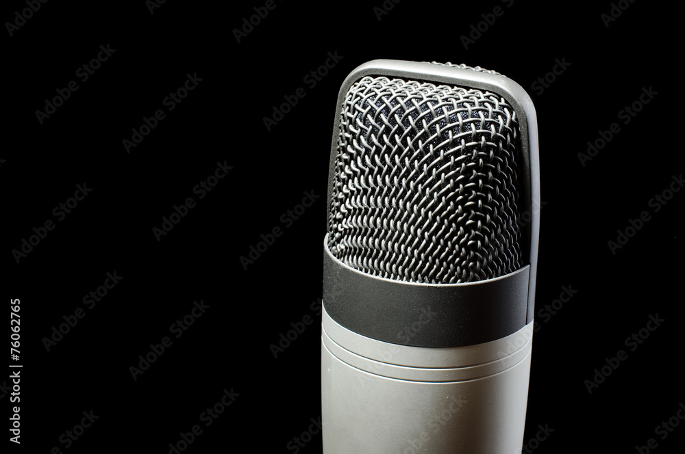 Professional condenser microphone with copy space Professional condenser microphone with copy space