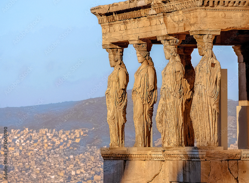 Caryatides, Acropolis of Athens - obrazy, fototapety, plakaty 