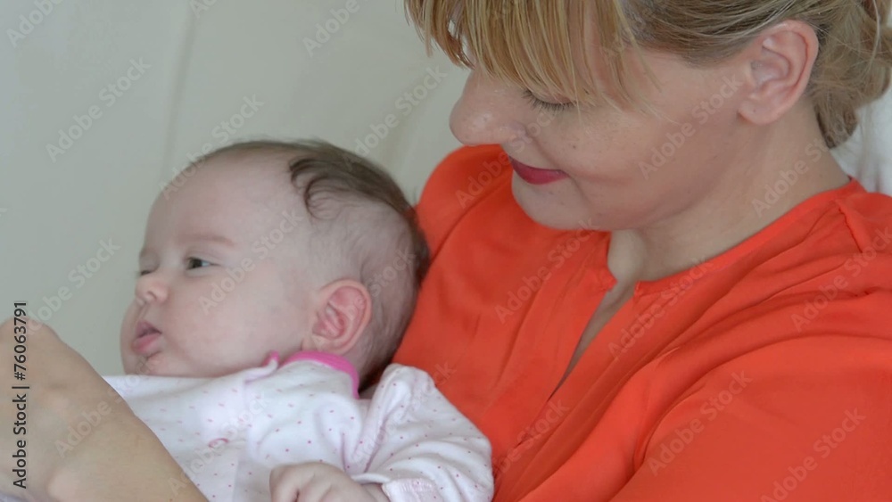 Happy Mother and Baby. Motherhood Beautiful Happy Family Footage