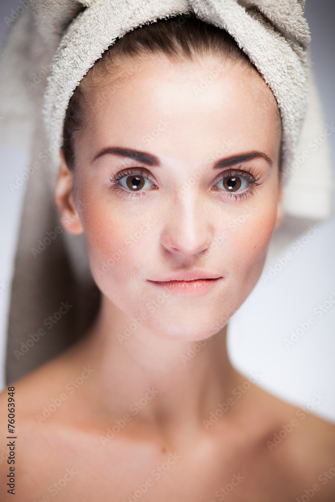 Fresh and healthy model girl with on towel head Fresh and healthy model girl with on towel head