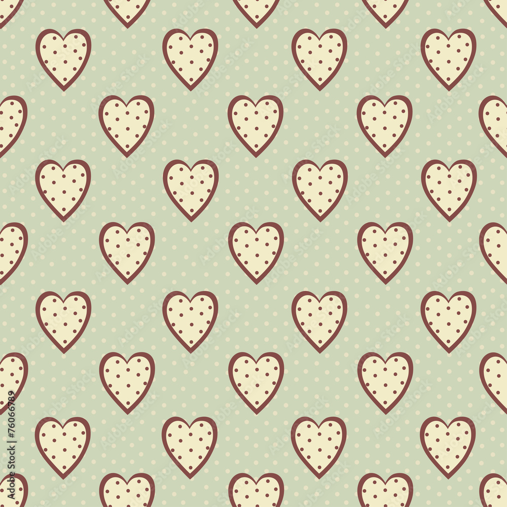Abstract seamless polka dot pattern with hearts Abstract seamless polka dot pattern with hearts