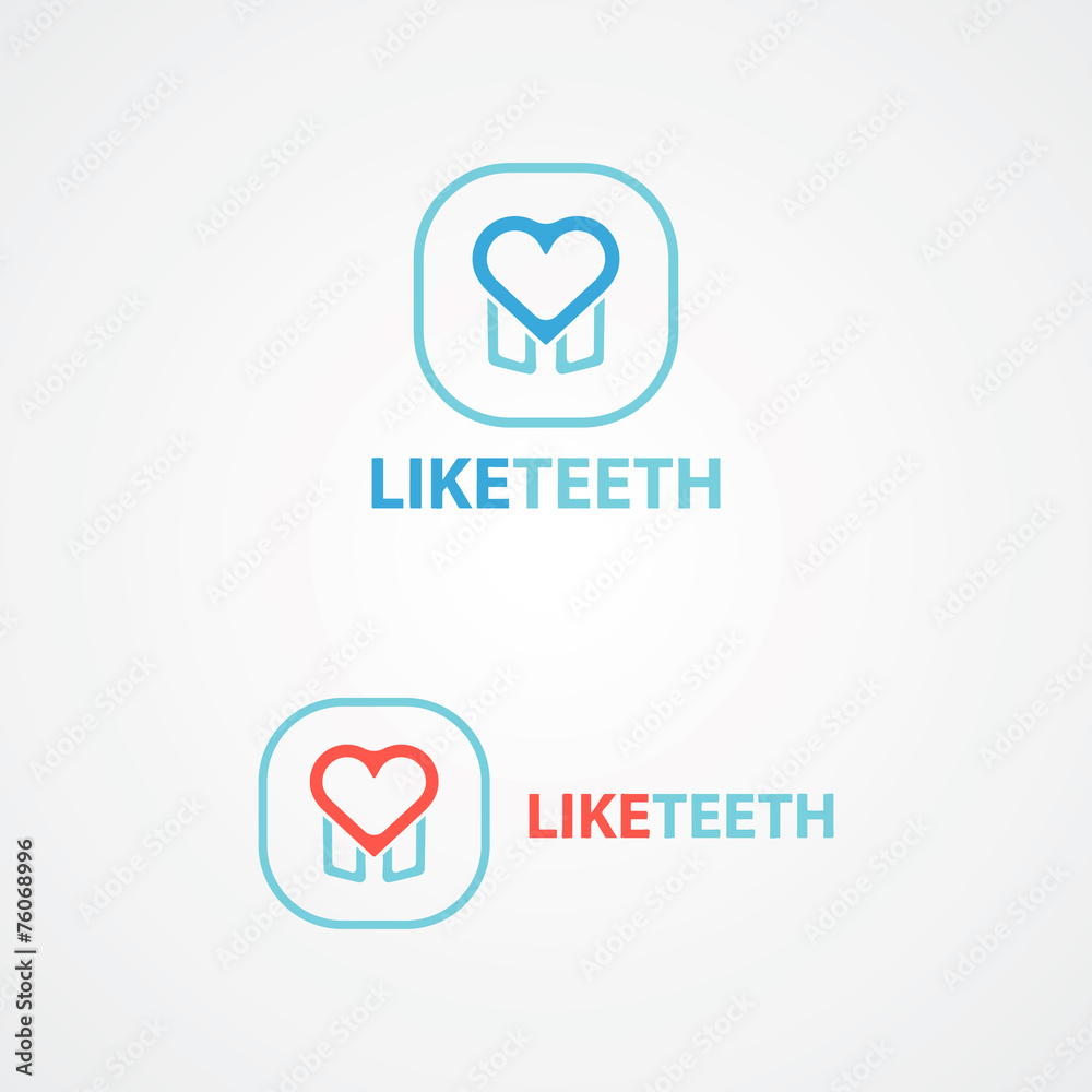 Logo combination of a tooth and heart. Logo combination of a tooth and heart.
