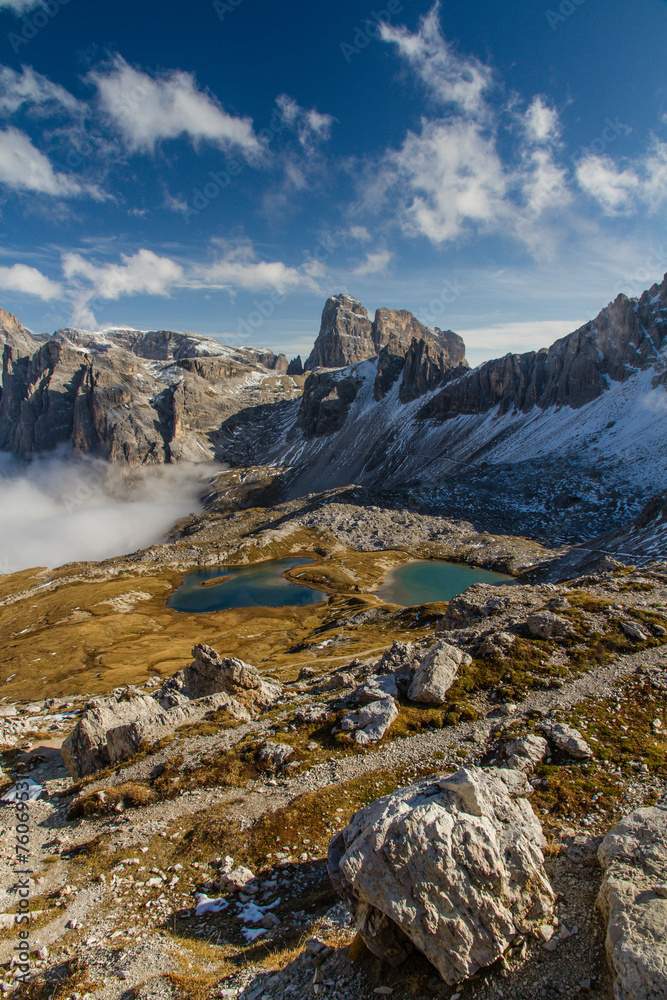 Monte Paterno with Blue Lakes-Tre Cime,Dolomites