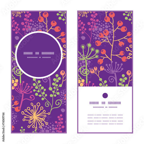Vector colorful garden plants vertical round frame pattern