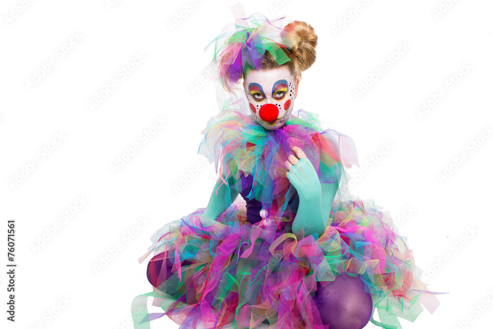 Clown im Schneidersitz Clown im Schneidersitz