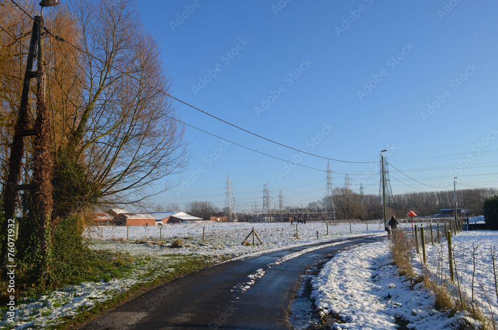 countryside covered in snow