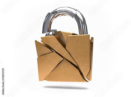3D Isolated Security Broken Padlock