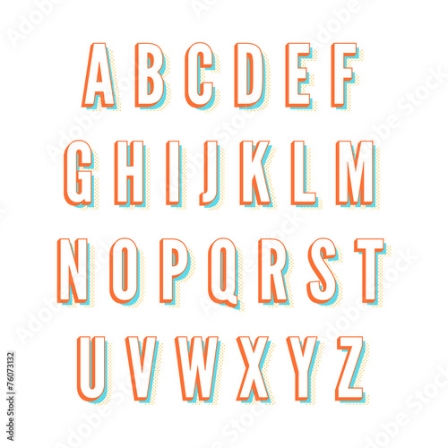 vintage condensed colorful vector font
