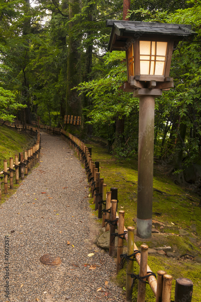 Traditional lantern in japanese garden