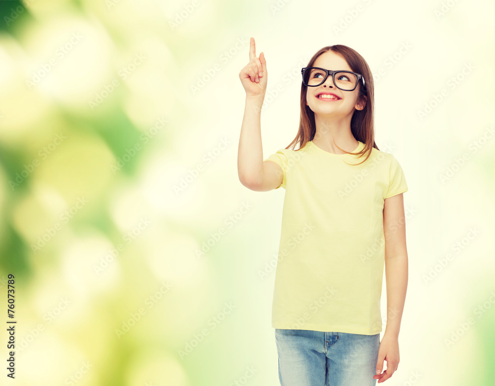 smiling cute little girl in black eyeglasses smiling cute little girl in black eyeglasses