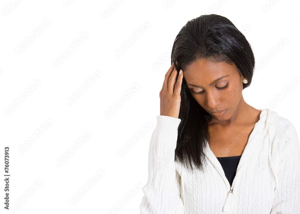 unhappy sad stressed woman looking down away thinking unhappy sad stressed woman looking down away thinking