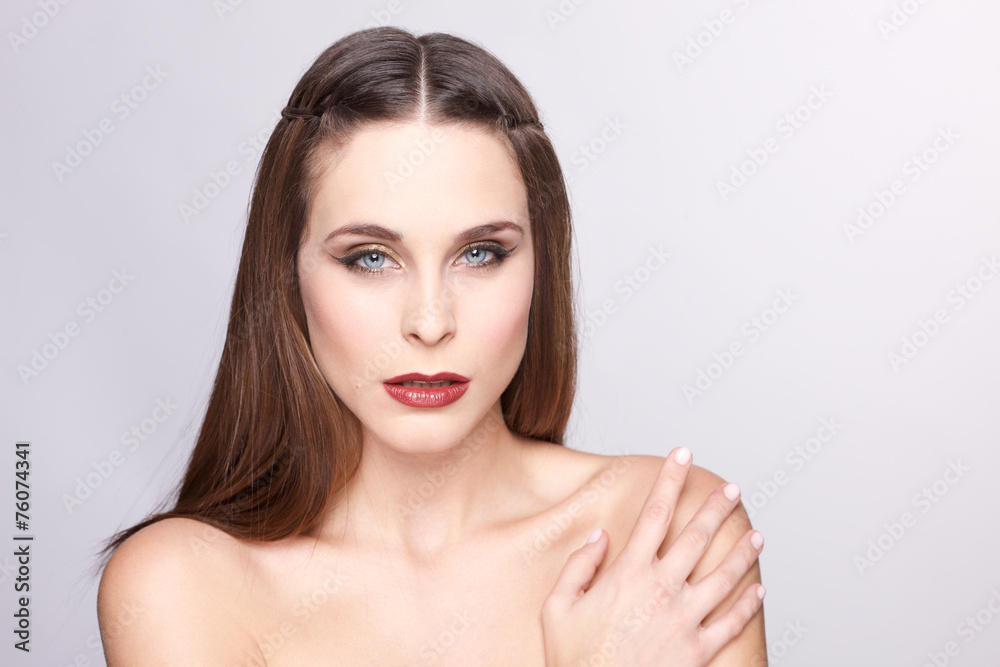 Portrait of beautiful young woman on white Portrait of beautiful young woman on white