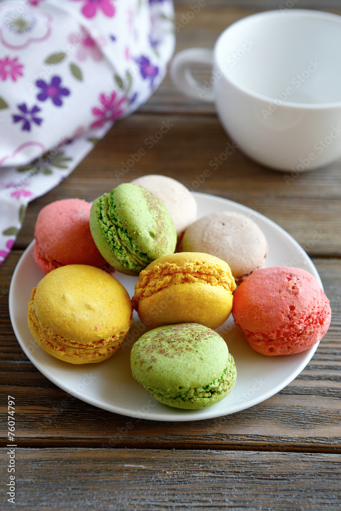 macaroon on white plate macaroon on white plate