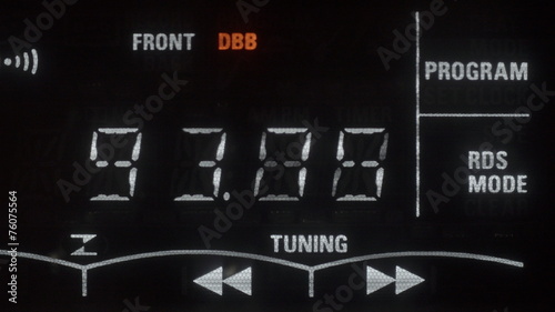 A radio tuner tuning on