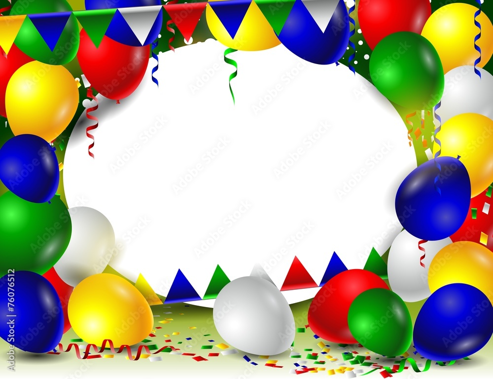 birthday background with balloons and blank sign Stock Vector | Adobe Stock