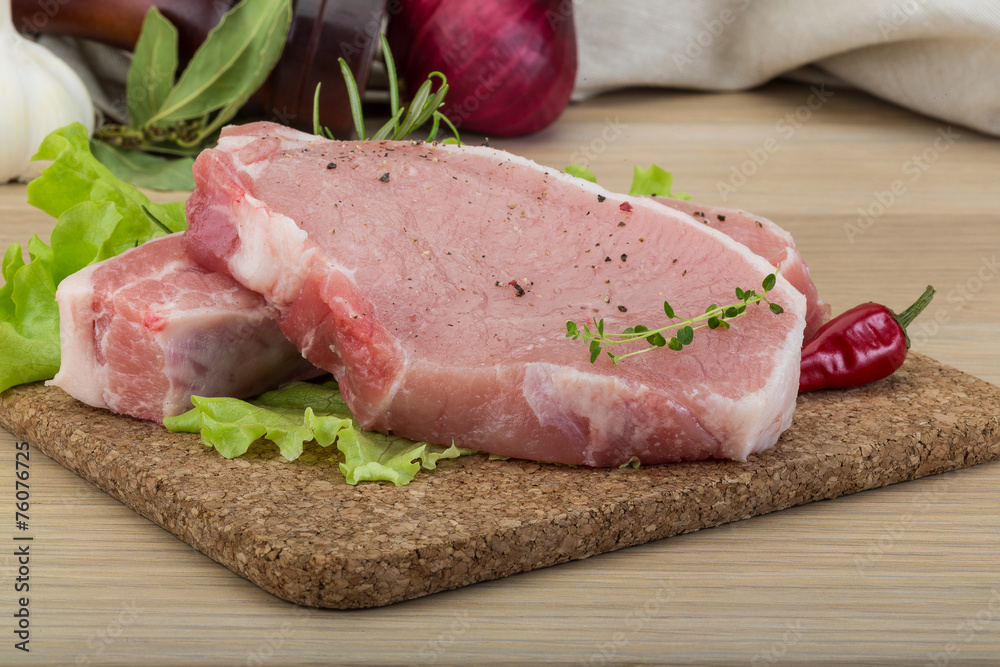 Raw pork steak