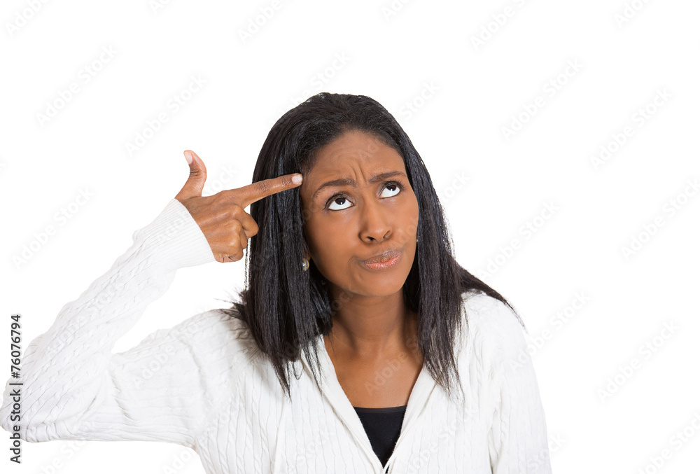 annoyed middle aged woman with hand finger gun gesture annoyed middle aged woman with hand finger gun gesture