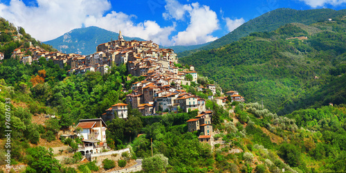 Apricale  - beautiful medieval  hill top village .Liguria, Italy