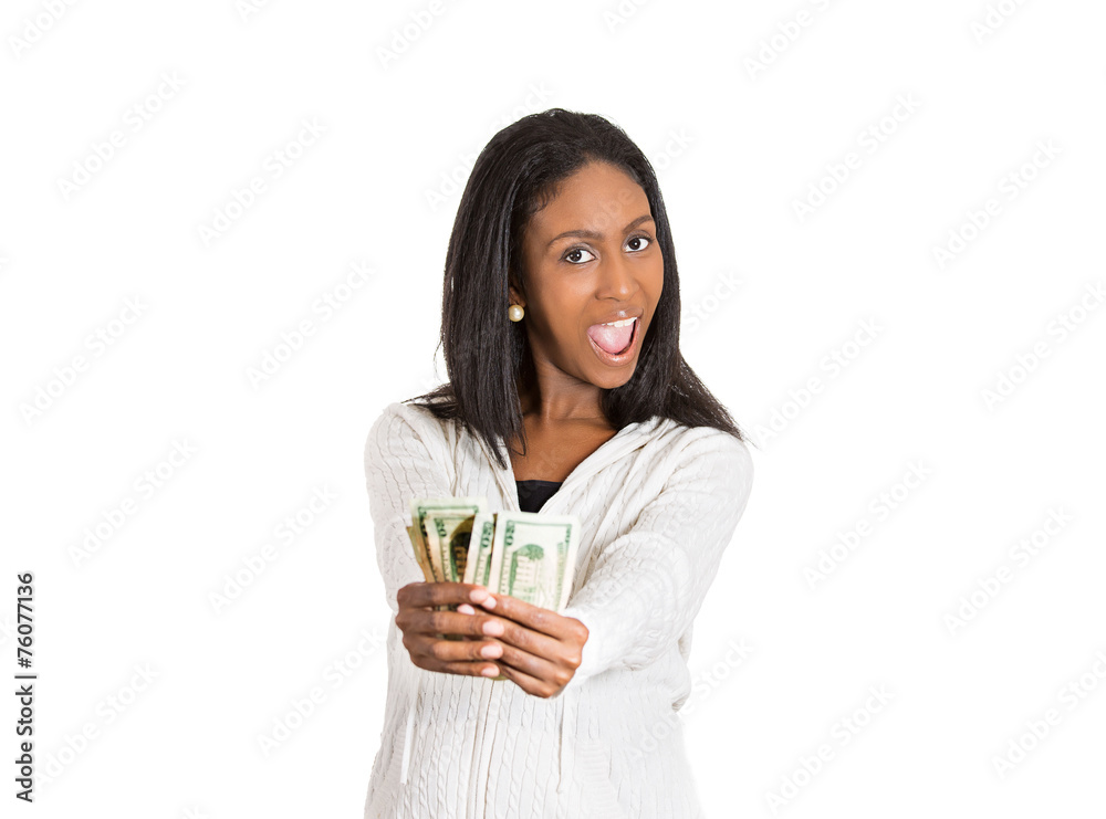 happy excited successful young woman holding money happy excited successful young woman holding money