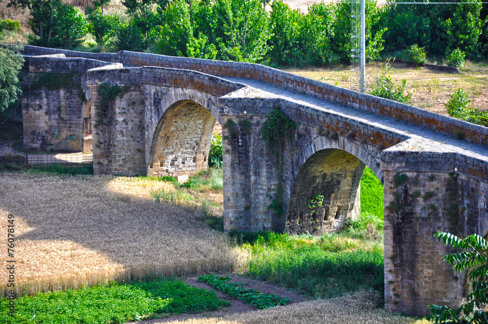 Coria, Cáceres, cultivos bajo el puente antiguo del río Alagón