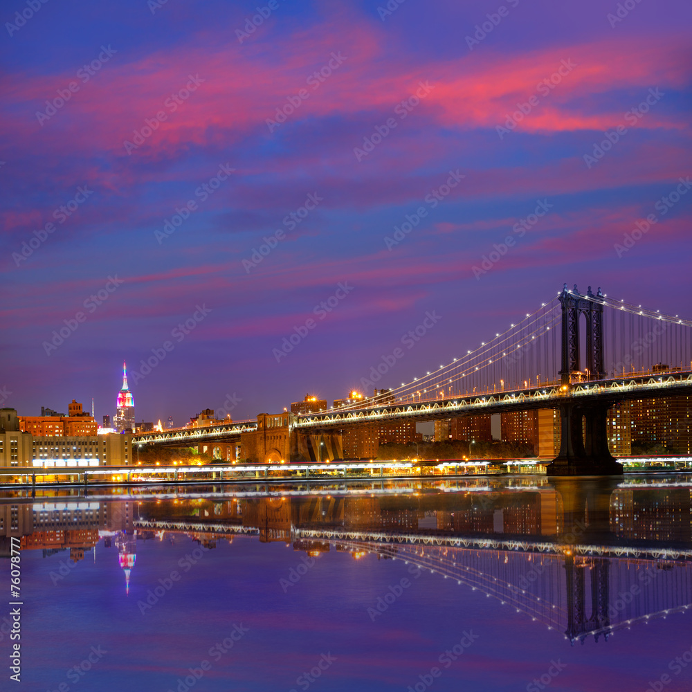 Manhattan Bridge sunset New York NY NYC USA