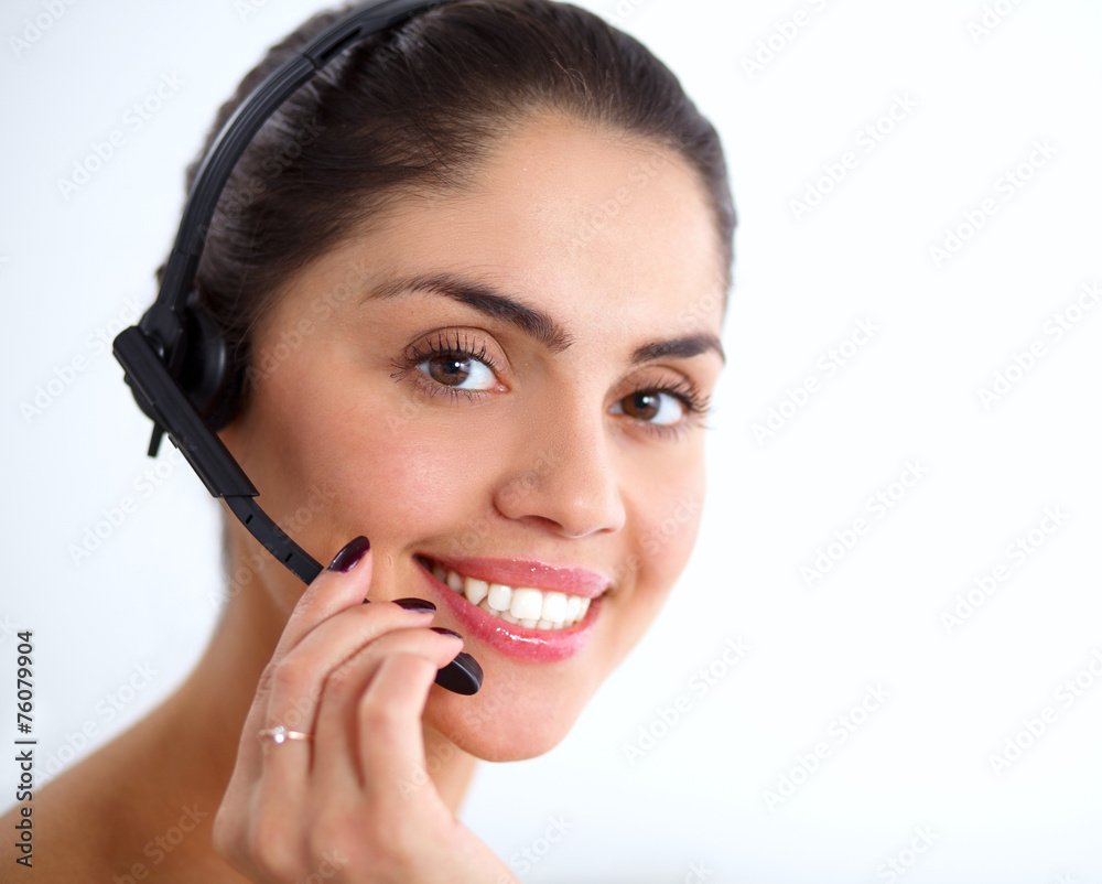 Close-up portrait of a customer service agent sitting at office Close-up portrait of a customer service agent sitting at office