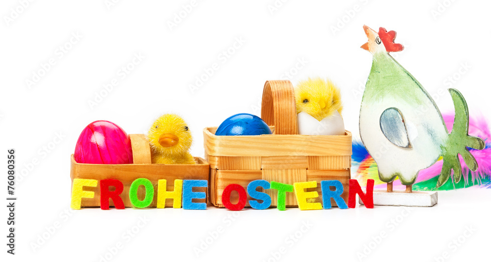 Obraz premium Huhn, Eier, Küken, Ostern