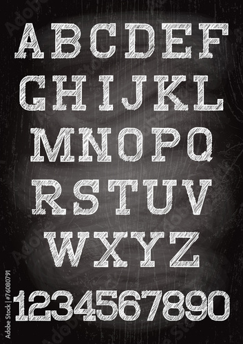 vintage font written chalk on the wooden board