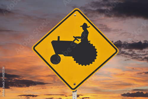 Farmer Tractor Crossing Sig...
