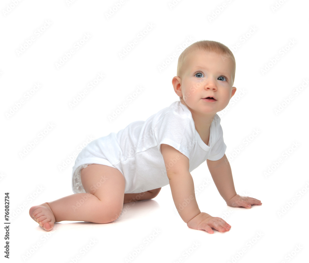 Infant child baby toddler sitting or crawling happy smiling look Infant child baby toddler sitting or crawling happy smiling look