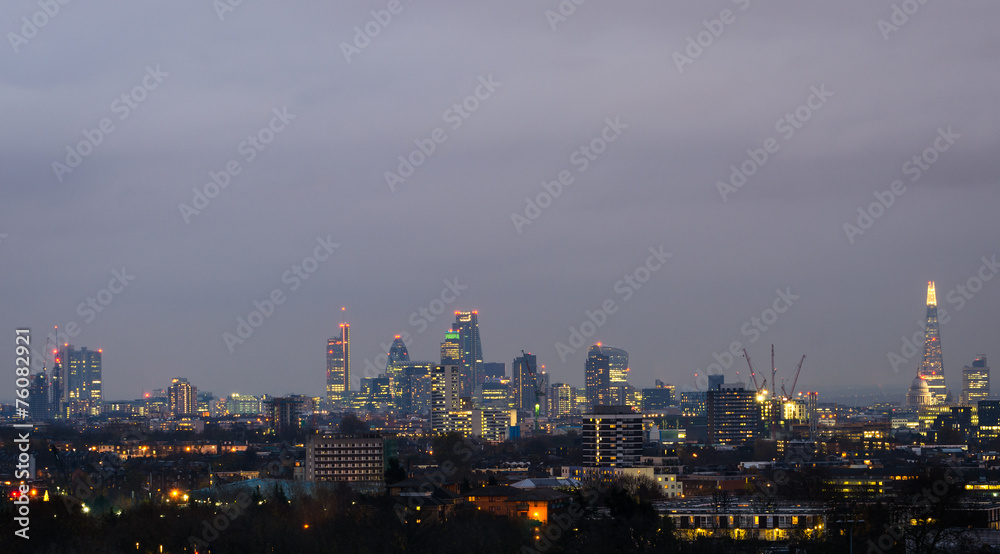 London, city skyline from Parliament Hill