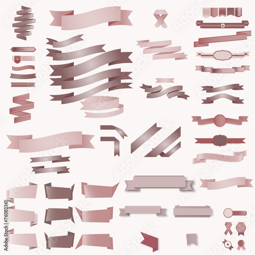 web elements ribbons set red