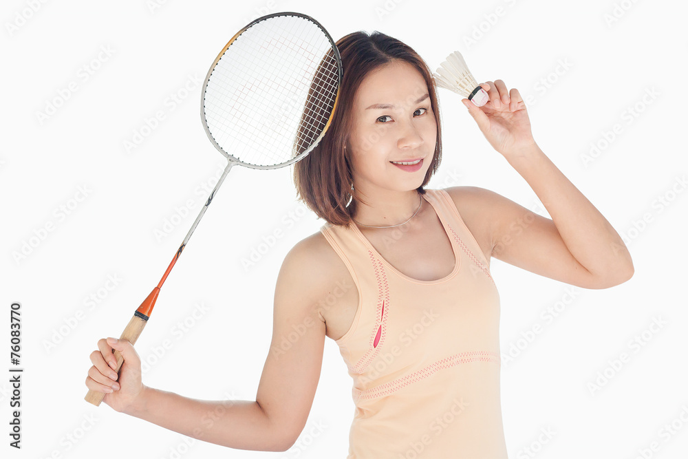 beautiful girl play badminton