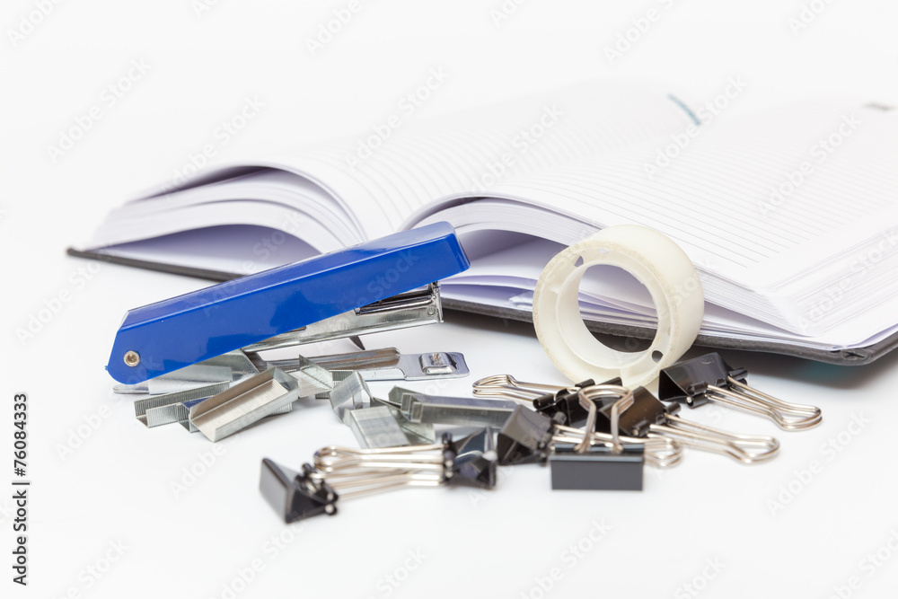 office supplies on a white background side view office supplies on a white background side view