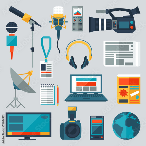 Set of journalism icons.