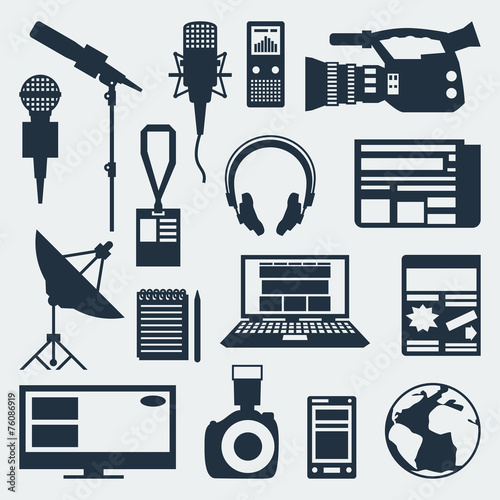 Set of journalism icons.