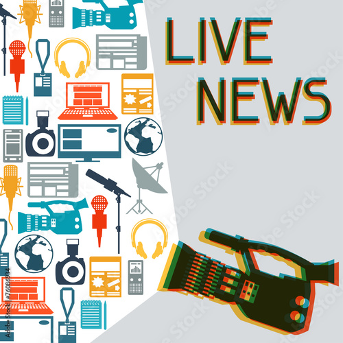 Background with journalism icons.