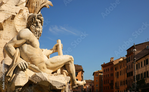 Fountain of the four rivers in Navona square. Rome, Italy