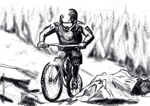 hand draw mtb downhill