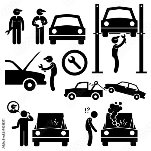 Car Repair Services Workshop Mechanic Cliparts Icons
