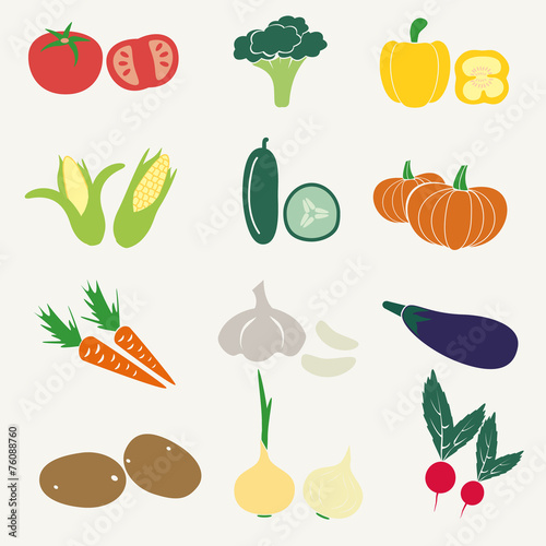 set of color simple vegetables icons eps10