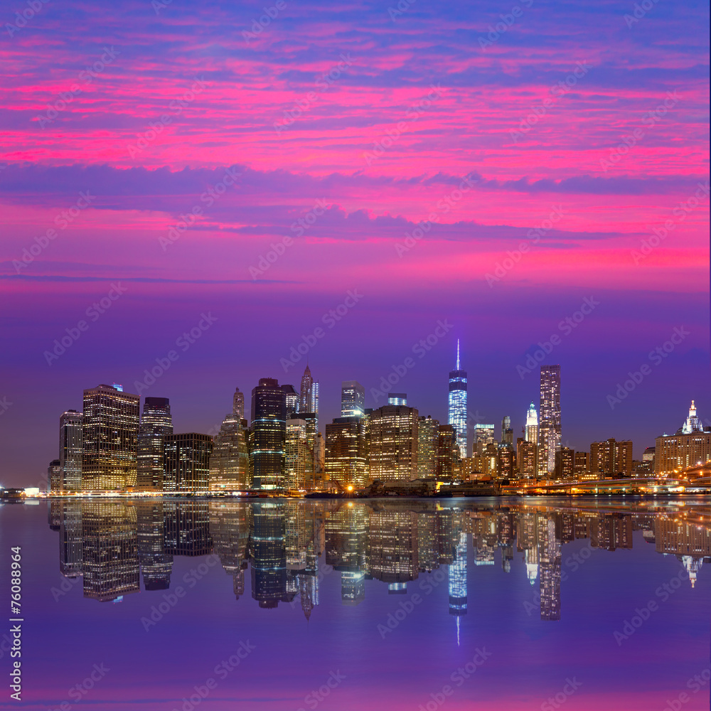 Obraz premium Manhattan sunset skyline New York NYC US
