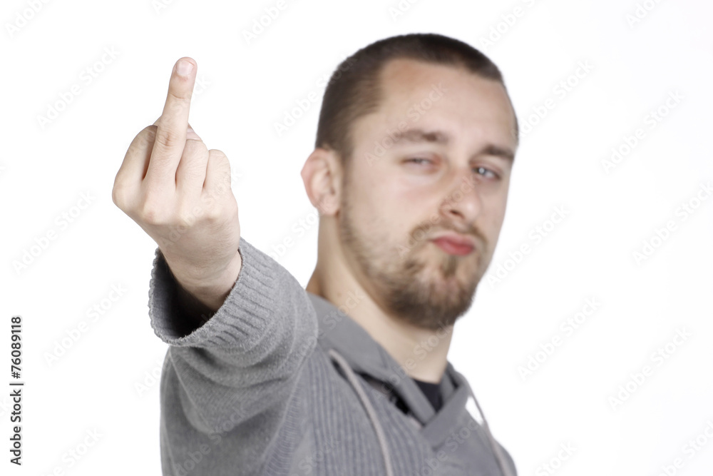 Angry Man Showing Middle Fingers Angry Man Showing Middle Fingers