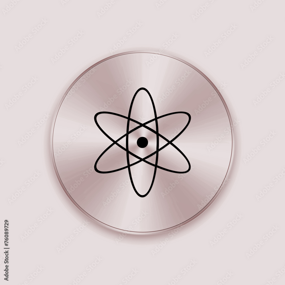 Bronze metal button with nuclear icon Bronze metal button with nuclear icon