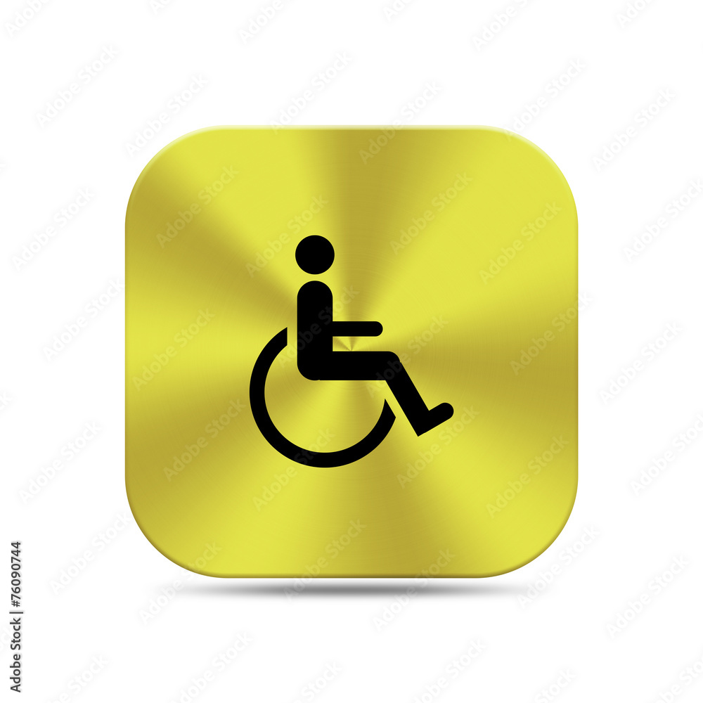 Gold button with wheelchair icon Gold button with wheelchair icon