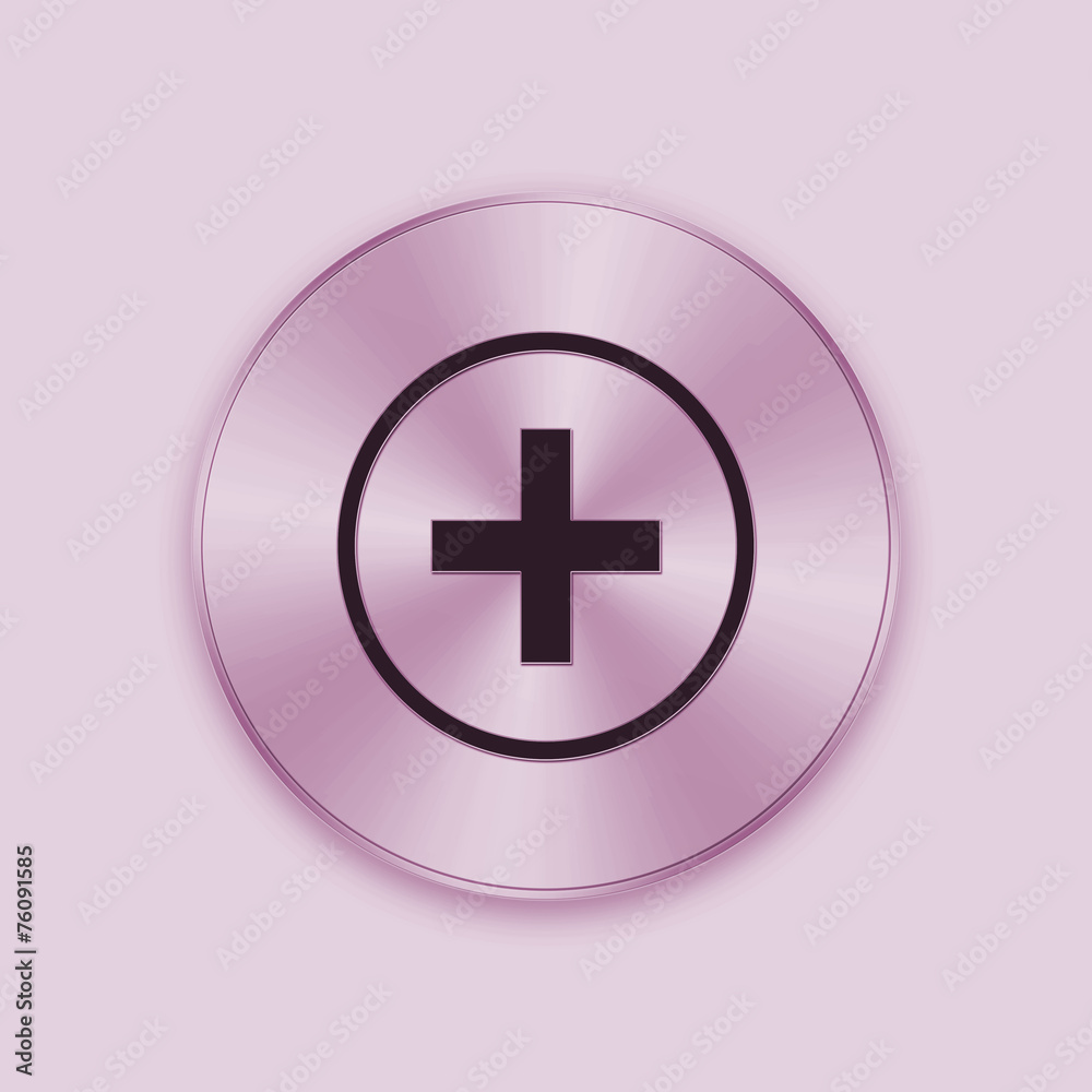 Obraz premium Pink metal button with add icons