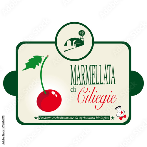 Etichetta per la marmellata di ciliegie