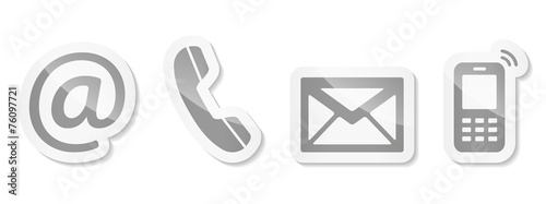 Contact Us – Gray sticker icons