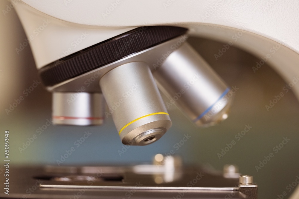 Close up on microscope in laboratory Close up on microscope in laboratory